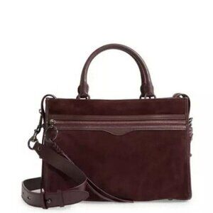 REBECCA Minkoff Bedford suede zip satchel bag  shoulder purse  Deep plum current